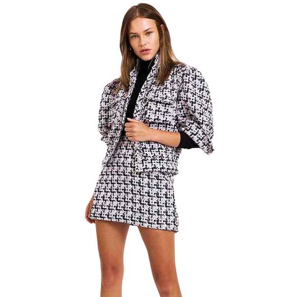 NEW CHRISTY LYNN jocelyn mini skirt in pink tweed - Picture 2 of 4